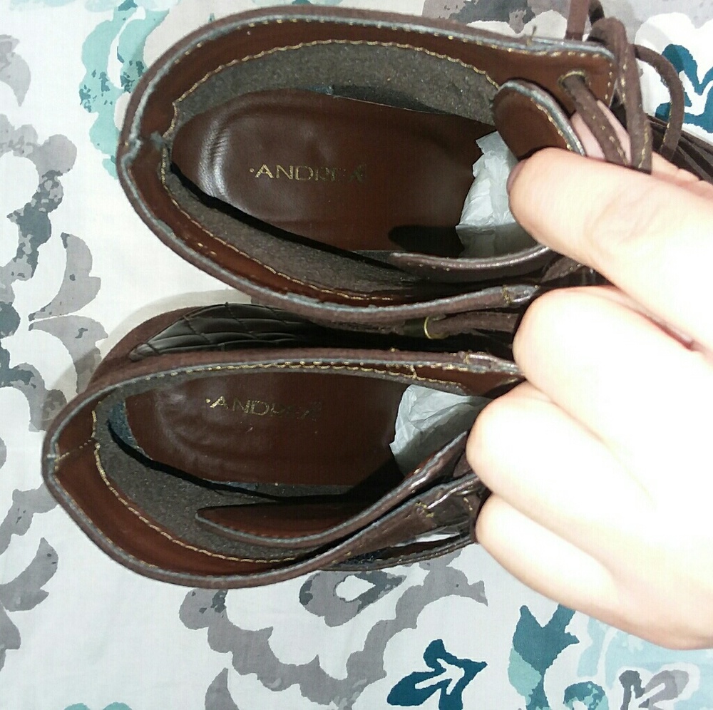 Brown leather and suede booties sz 7 - Picture 5 of 8